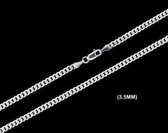3.5MM SOLID 925 Sterling Silver MIAMI CUBAN Chain Necklace, Italian Cuban Link Chain, Mens Womens, Gift For Him or Her, Made in Italy