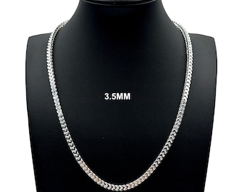 3.5MM Real 925 SOLID Sterling Silver FRANCO LINK Chain Necklace  7"-30" Men Women Unisex