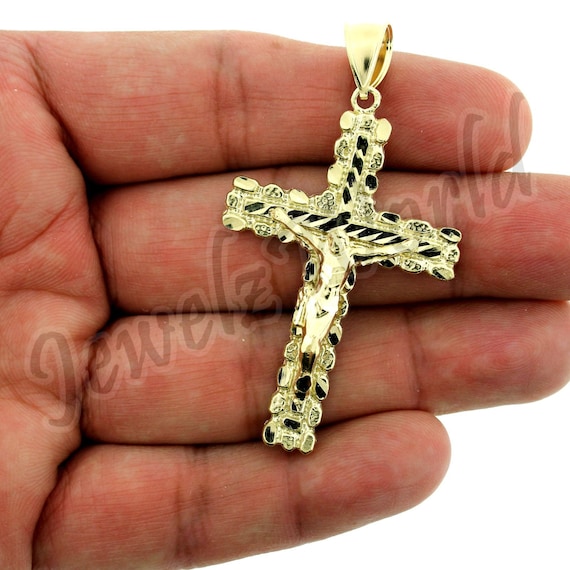 Nugget Cross Pendant Diamond Cut 