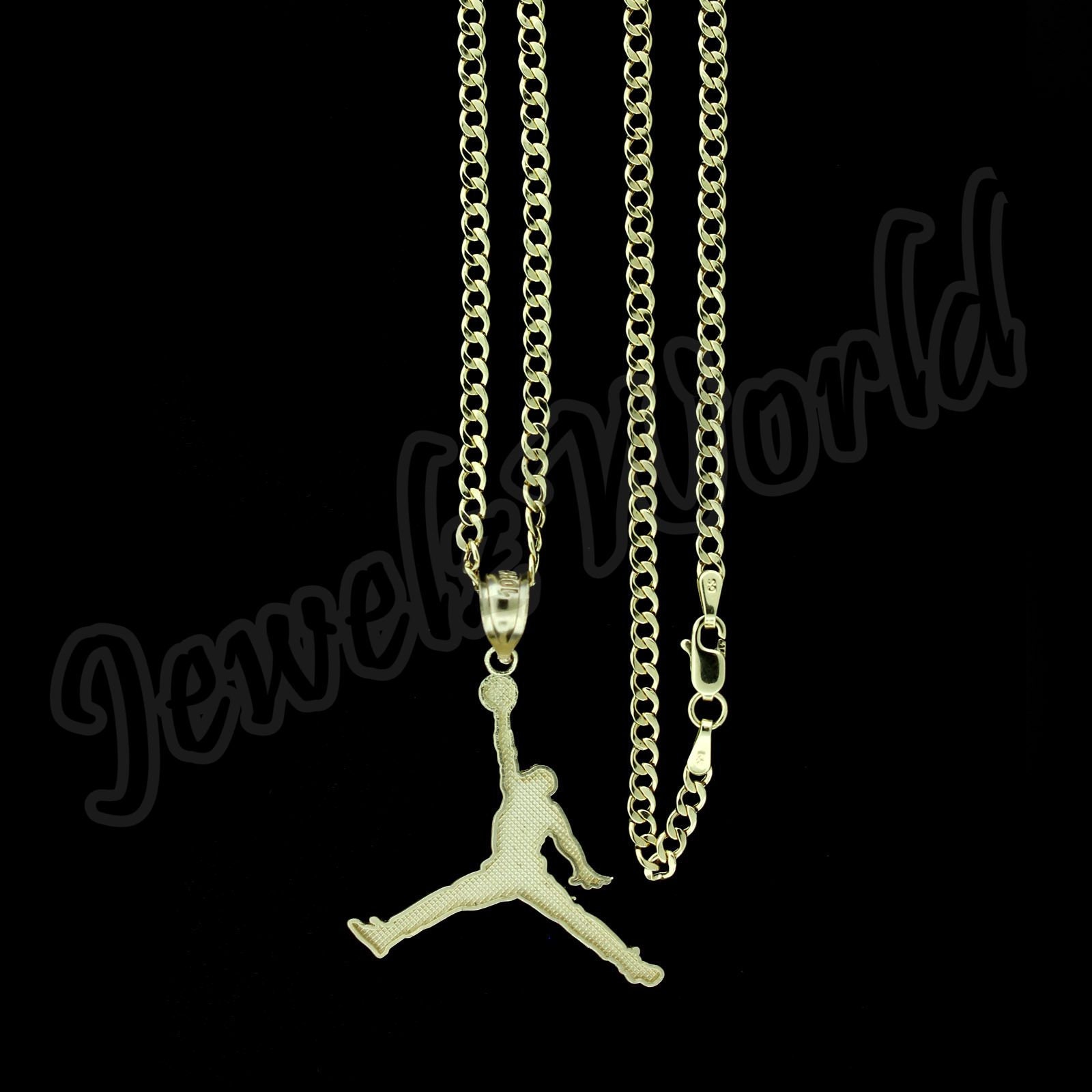 Real 10K Solid Yellow Gold Michael Jordan Jumpman Pendant With Etsy