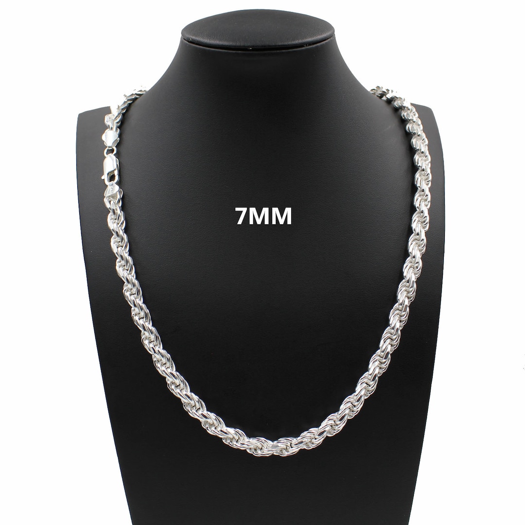 Solid .925 Sterling Silver Twisted Rope Chain - Diamond-Cut Italian Crafted Necklace Or Bracelet (2mm-7mm) - View #8