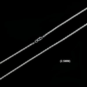 2.5MM Solid 925 Sterling Silver ROPE CHAIN Bracelet or Necklace, Italian, Diamond Cut, Made in Italy, 16&quot; 18&quot; 20&quot; 22&quot; 24&quot; 26&quot; 28&quot; 30&quot; Inches