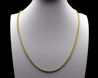 10K Solid Yellow Gold Necklace Gold Rope Chain 1.5MM 16" 18" 20" 22" 24" 26" 30" Genuine 10K Gold • Twisted Rope Chain • Gift • Anniversary