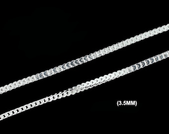 Real 3.5MM 925 SOLID Sterling Silver FRANCO LINK Chain Necklace, Square Franco Box Link Chain, Men Women Unisex