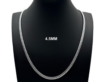 4.5MM Real 925 SOLID Sterling Silver MIAMI CUBAN Link Chain Necklace  7"-30" Men Women Unisex