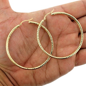 Real 10K Solid Yellow Gold Diamond Cut Shiny Plain Hoop Earrings, Mens Womens, 5 Sizes •  Gold Hoops • 10K Gold Earrings • Hoop Earrings
