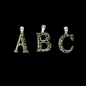 10K Solid Yellow Gold Nugget Initial Letter Charm Pendant A-Z Alphabet • Initial Jewelry • Initial Letter • Letter Charm • Gift For Him Her