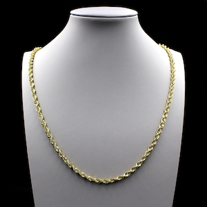 10K Solid Yellow Gold 3mm Diamond-Cut Rope Chain Pendant Necklace Bracelet 8&quot;- 30&quot; - Real Gold Rope Chain, 10K Gold Chain, Mens Womens