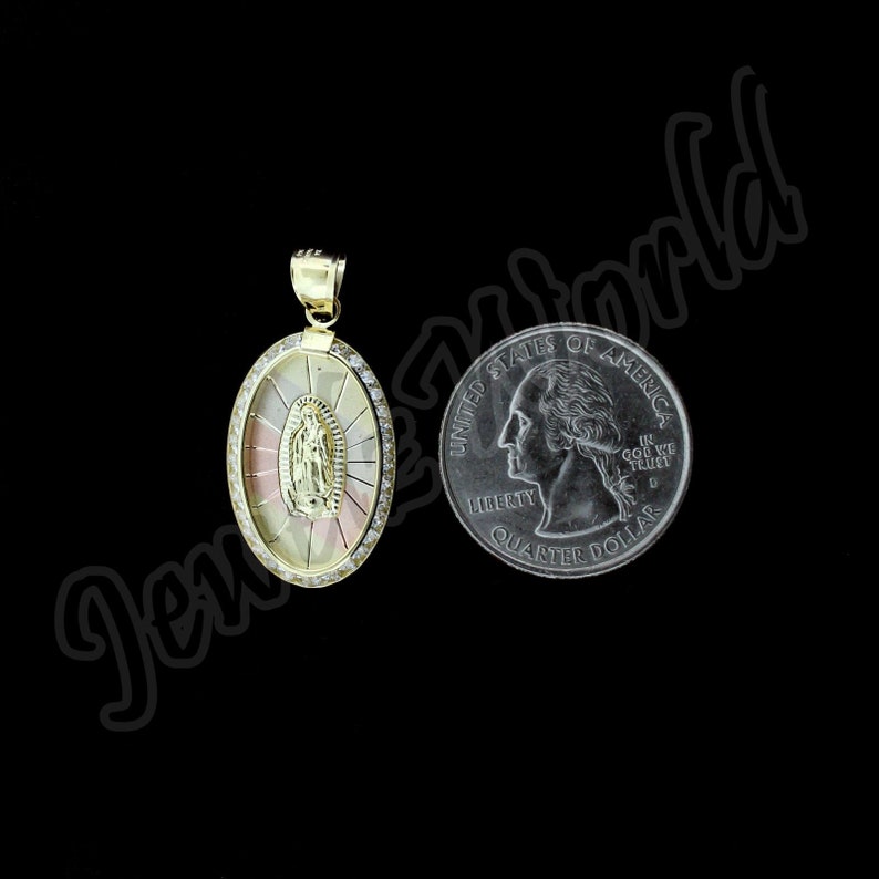 10K Solid Yellow White Rose Gold Virgin Mary Lady of Guadalupe Charm ...