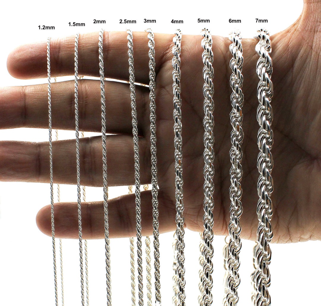 SOLID 925 Sterling Silver Diamond Cut Rope Chain Necklace OR Bracelet ...