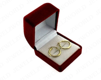 2mm X 15mm Plain Shiny Round Tube Hoop Earrings, REAL 10K Yellow Gold, Men, Women