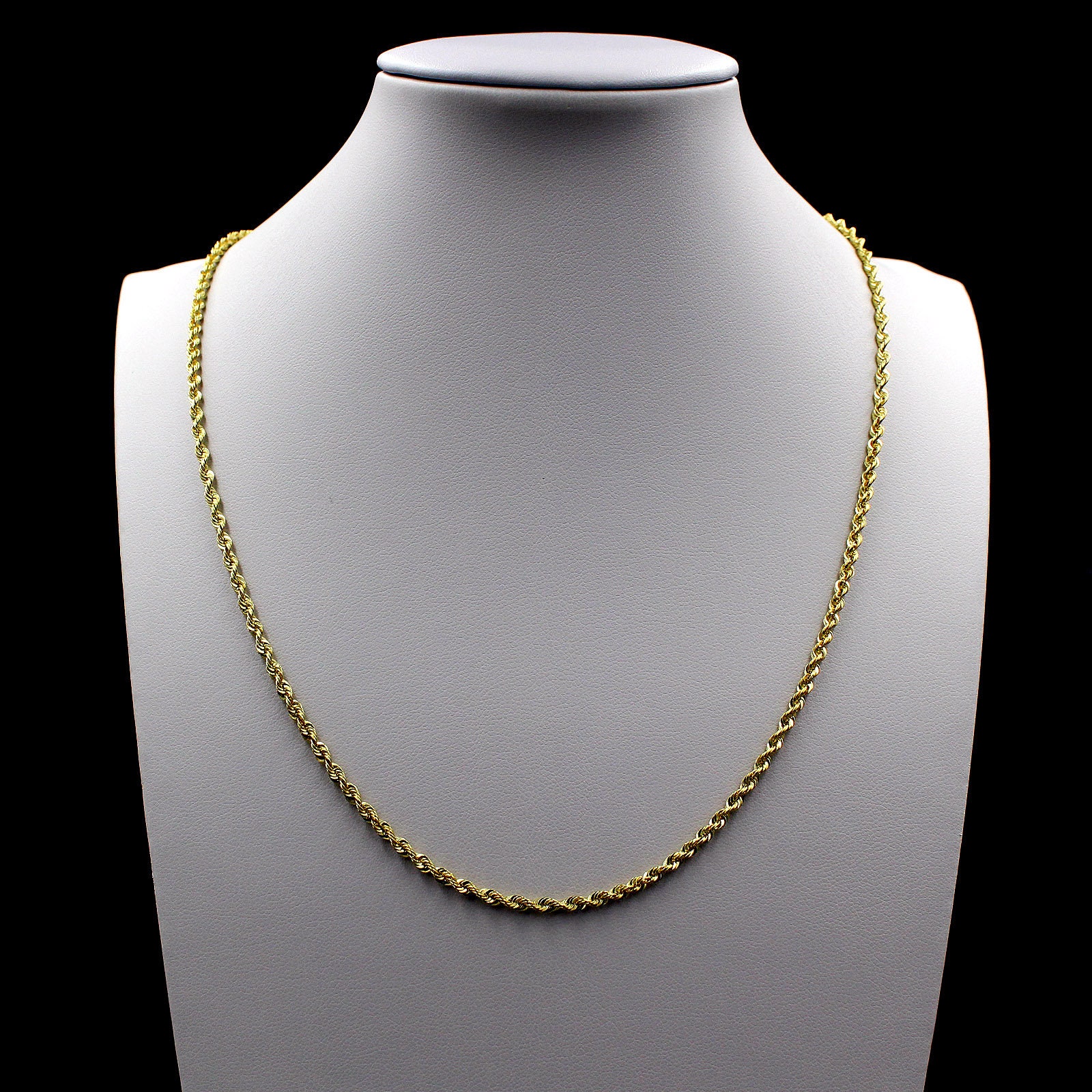 10K Yellow Gold Rope Chain Necklace 2mm 14 inch 16 inch 18 inch 20 inch 22 inch 24 inch 26 inch 28 inch 30 inch, Adult Unisex, Size: One Size