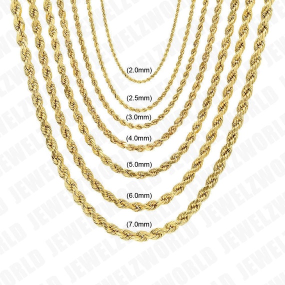 10K Yellow Solid Diamond Cut Rope Chain | LoveBling 4mm / 22 / Yes