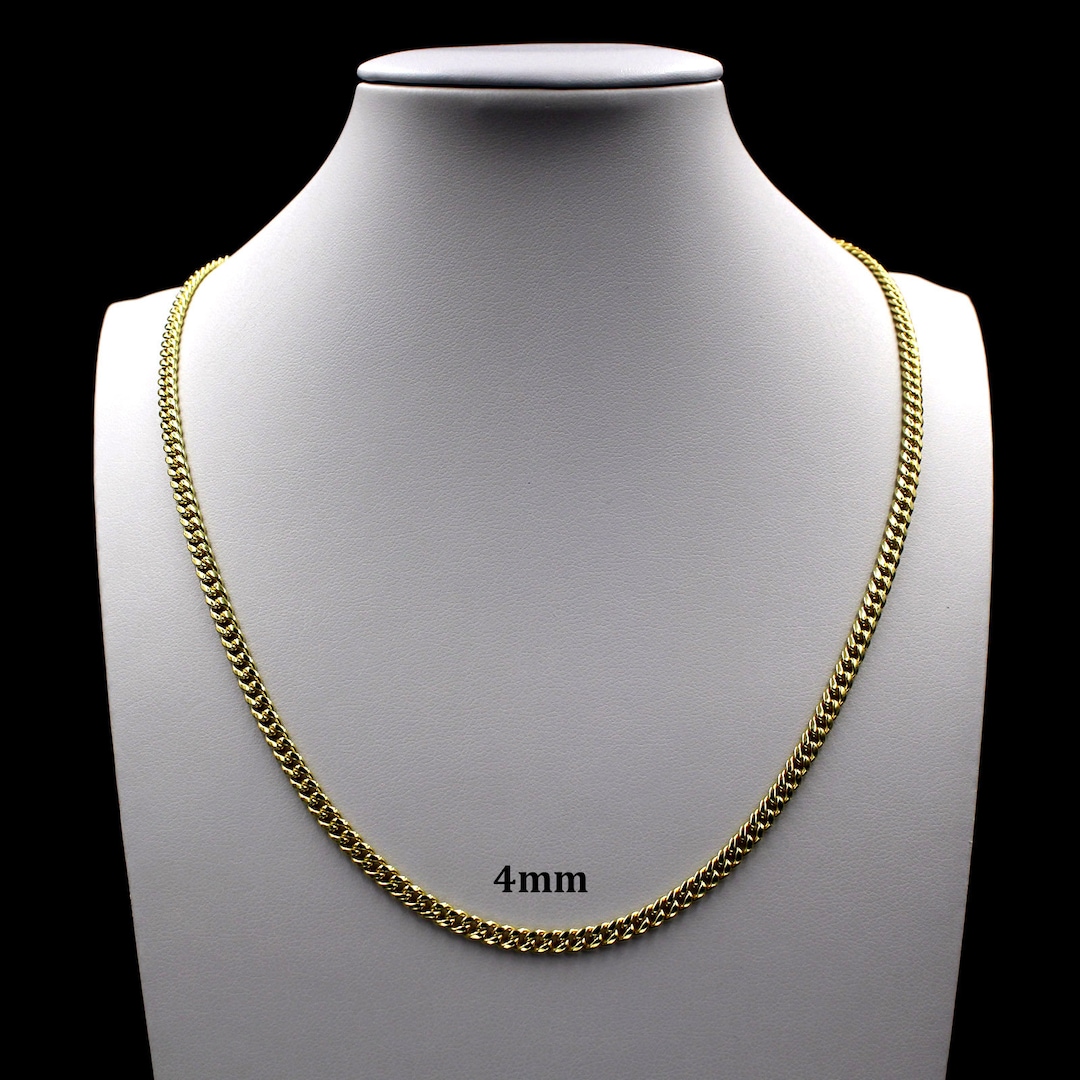 Real 10K Solid Yellow Gold 4mm Miami Cuban Link Chain Necklace Bracelet 830 10K Gold Miami Cuban Chain Men s Necklace Etsy