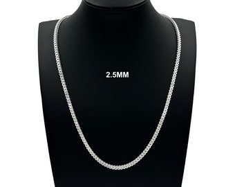 2.5MM Real SOLID 925 Sterling Silver FRANCO LINK Chain Necklace  7"-30" Men Women Unisex