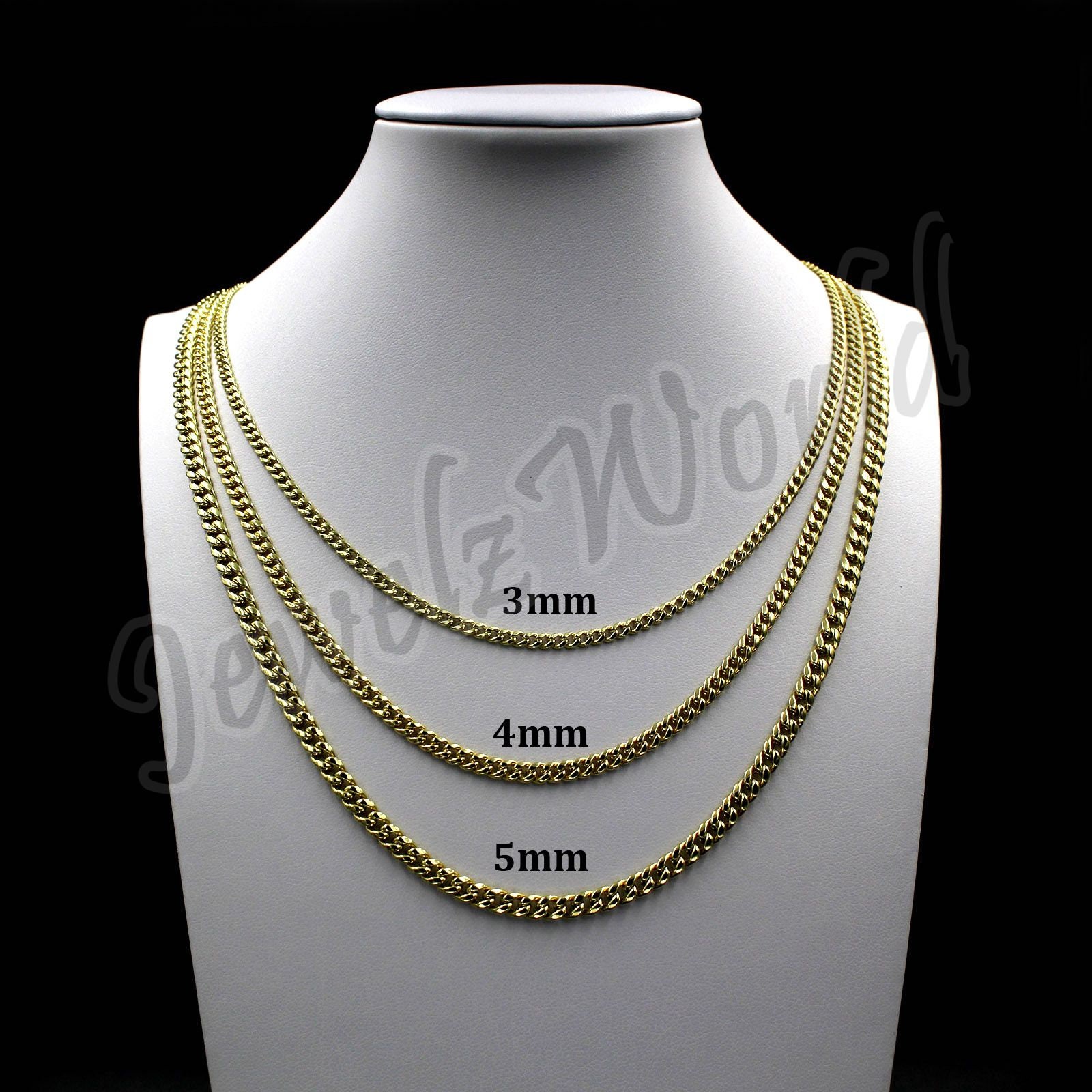 Real 10K Yellow Gold 3mm 4mm 5mm Miami 