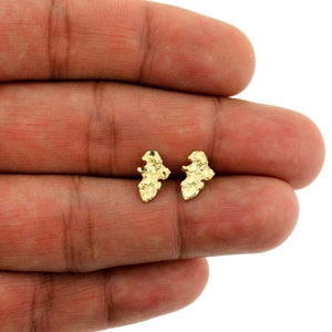 Men's Women's Kid's 10K Solid Yellow Gold Diamond Cut Nugget Stud Earrings 10K Gold Nugget Stud Earrings Valentine's Day Gift Small