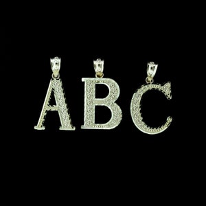 10K Solid Yellow Gold Diamond Cut Initial Letter Charm Pendant A-Z Alphabet • Initial Jewelry • Initial Letter • Letter Charm • Gift