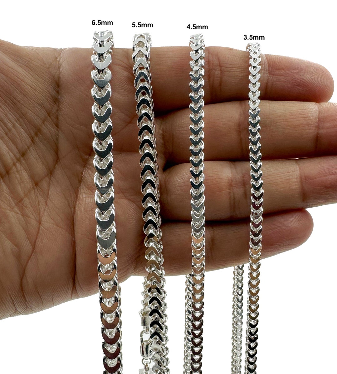 Real 925 Sterling Silver Franco Link Chain – Made In Italy – Multiple Lengths