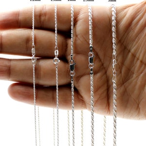 Real SOLID 925 Sterling Silver Rope Chain, Diamond Cut Necklace, Italian Rope, 1.2MM-3MM, Gift For Him or Her, Mens Womens, Made in Italy