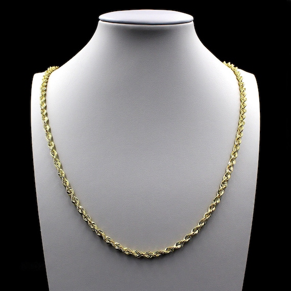 10K Solid Yellow Gold Necklace Gold Rope Chain 2.5MM 16