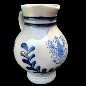 Vintage German Salt Glazed Pottery Pitcher – Frankfurt Am Main Souvenir