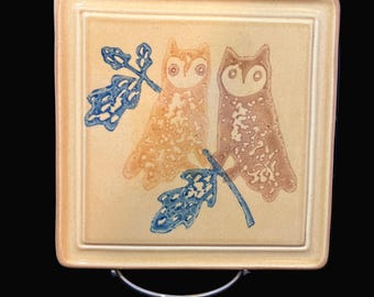 Vintage Pfaltzgraff Owl Trivet – American Museum Folk Art Collection – Stoneware Tile