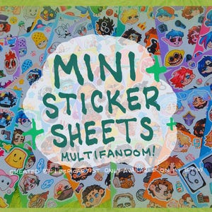 Mini Sticker Sheets! -- MULTIFANDOMS - Pressure, Regretevator, BG3, Mouthwashing, Cyberpunk 77, Sally Face, FNAF, CoD, FNF + more!