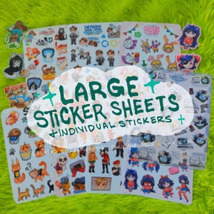 Large Sticker Sheets & Individual Stickers! -- MULTIFANDOMS - Pressure, D:BH, Popee, Stray, Lethal Company, RE4 + more!