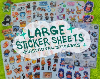 Large Sticker Sheets & Individual Stickers! -- MULTIFANDOMS - Pressure, D:BH, Popee, Stray, Lethal Company, RE4 + more!