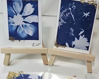 Original ACEO | Cyanotype Art | Mini Art | ATC Collectibles | Floral Art | Artist Trading Card