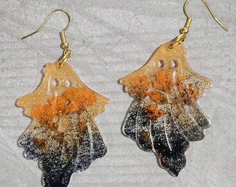 Pressed Flower Ghost Earrings | UV Resin Halloween Jewelry