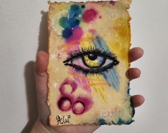 Original Abstract Eye Painting | Acrylic Ink on Paper (4x6")