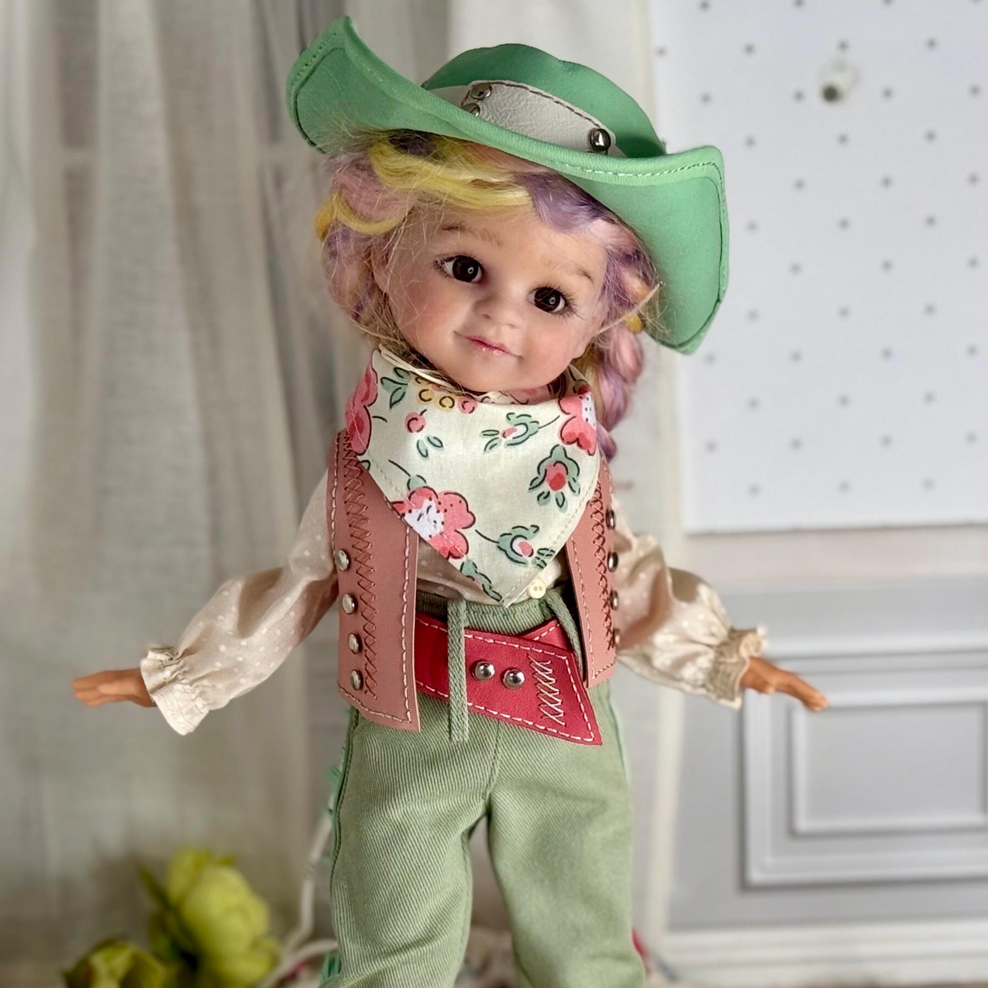 Cowboy outfit for Paola Reina doll. Outfit for girl and boy Paola Reina. OOAK outfit Cowboy for dolls.