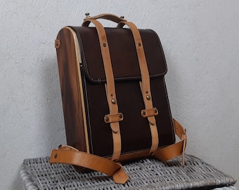 Handmade 100% Natural Leather Backpack Mens Womens Unisex for Laptop School Office Model A/P