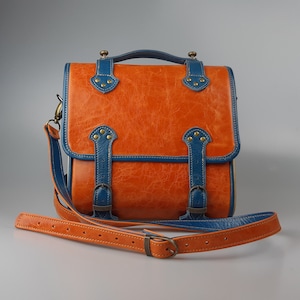 100% Natural Goat Leather Shoulder Bag Handmade Unisex Model 0010-O
