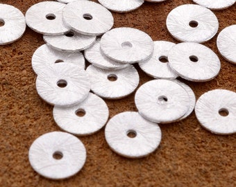 8mm -15pcs Flat Sterling Silver Disc Spacer Beads for jewelry making, Solid Silver Brushed finish washer beads