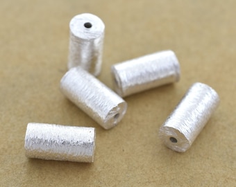 10 mm -5 Stück Zylinder Sterling Silber Spacer Perlen, 925 Massiv Silber handgefertigte Fass / Trommel Perlen, Schüttgut Perlen