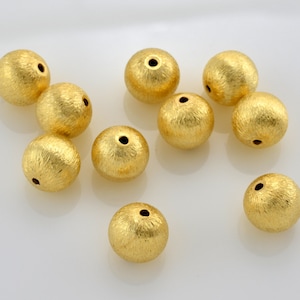 8mm -4pc Gold plated Ball Spacer Beads, brushed beads, Round Gold Plated over 925 sterling silver beads for jewelry making