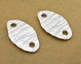 25mm 925 Sterling Silver plated connector links, artisan findings with two holes, Solid Silver, 1 piece