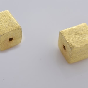 8mm -2pcs Gold plated Cube Beads, Gold plated over 925 Solid Silver handmade Spacer box beads, Bulk square beads, gold spacers