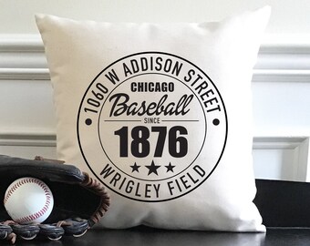 Wrigley Field Chicago Cubs Pillow: Natural Canvas Home Decor