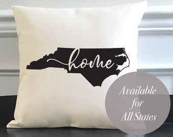 All States and Washington DC 'home' 16"x16" or 18"x18" Natural Canvas Pillow or Pillow Cover