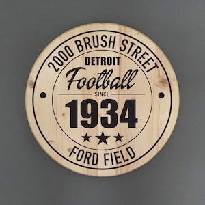 Detroit Lions Football Team | Ford Field Address Solid Pine Wood Sign | Lions Fan Gift | Home Decor | Rustic Farmhouse