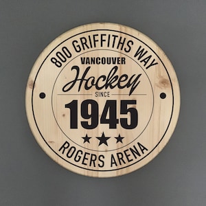 Vancouver Canucks Hockey Team | Rogers Arena Address Solid Pine Wood Sign | Canucks Fan Gift | Home Decor | Rustic Farmhouse