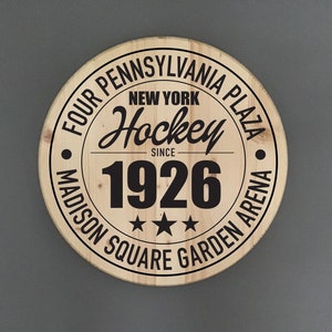 New York Rangers Hockey Team | Madison Square Garden Arena Address Solid Pine Wood Sign | Rangers Fan Gift | Home Decor | Rustic Farmhouse