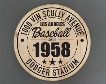 Dodgers Stadium Address Wood Sign: Los Angeles Baseball Fan Gift