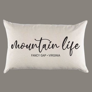 Personalized Custom 'Mountain Life' Natural Canvas Pillow or Pillow Cover - Throw Pillow - Home Decor -Gift - Farmhouse Decor