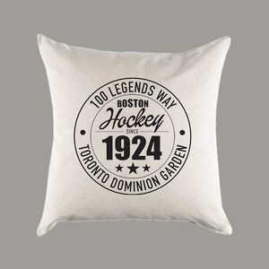 Boston Bruins Hockey Natural Canvas Pillow or Pillow Cover | Toronto Dominion Garden Address | Bruins Fan Gift | Man Cave | Home Decor