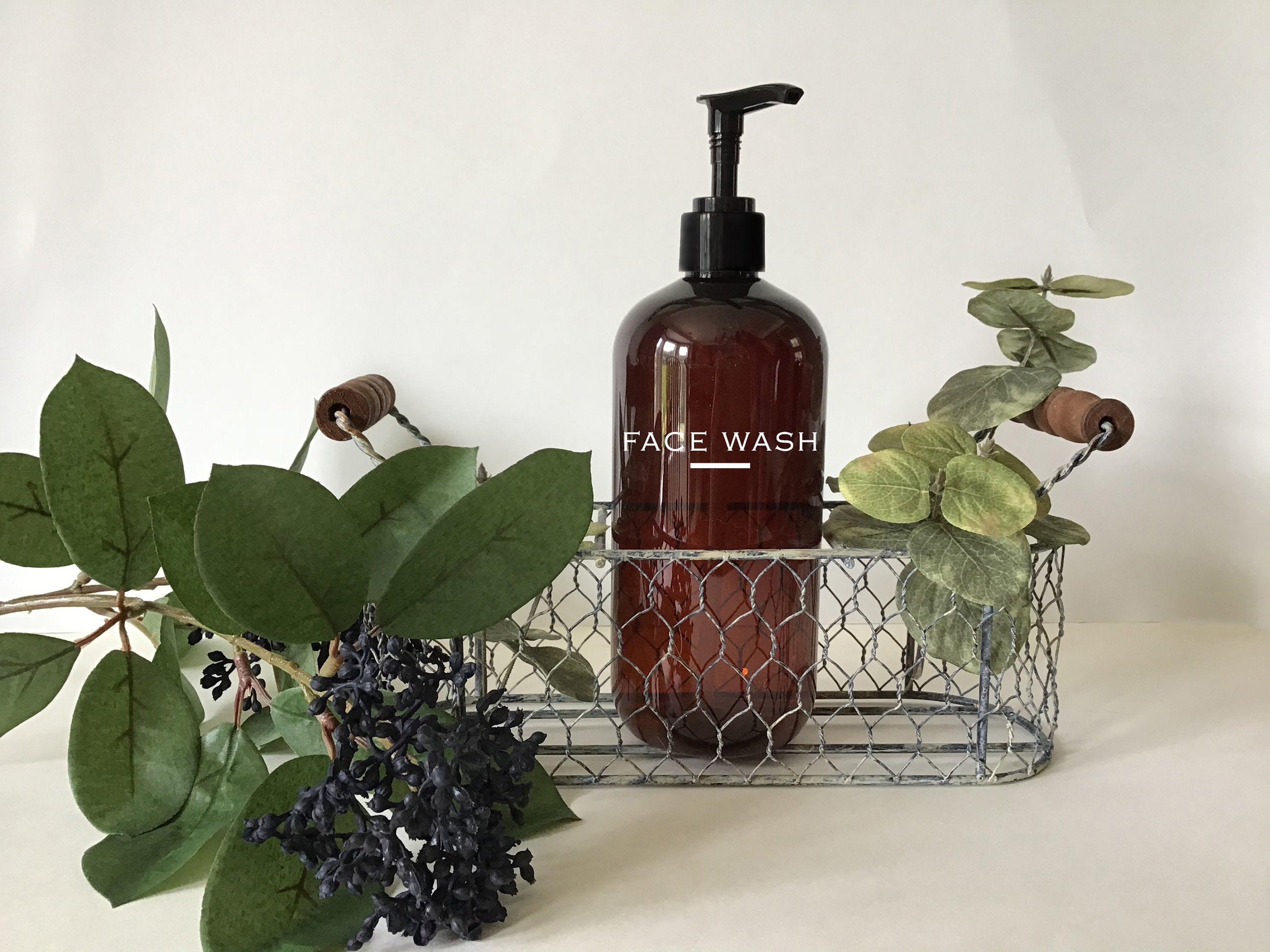 Face Wash 16 Ounce Refillable Amber Pump Top Plastic Bottle Etsy